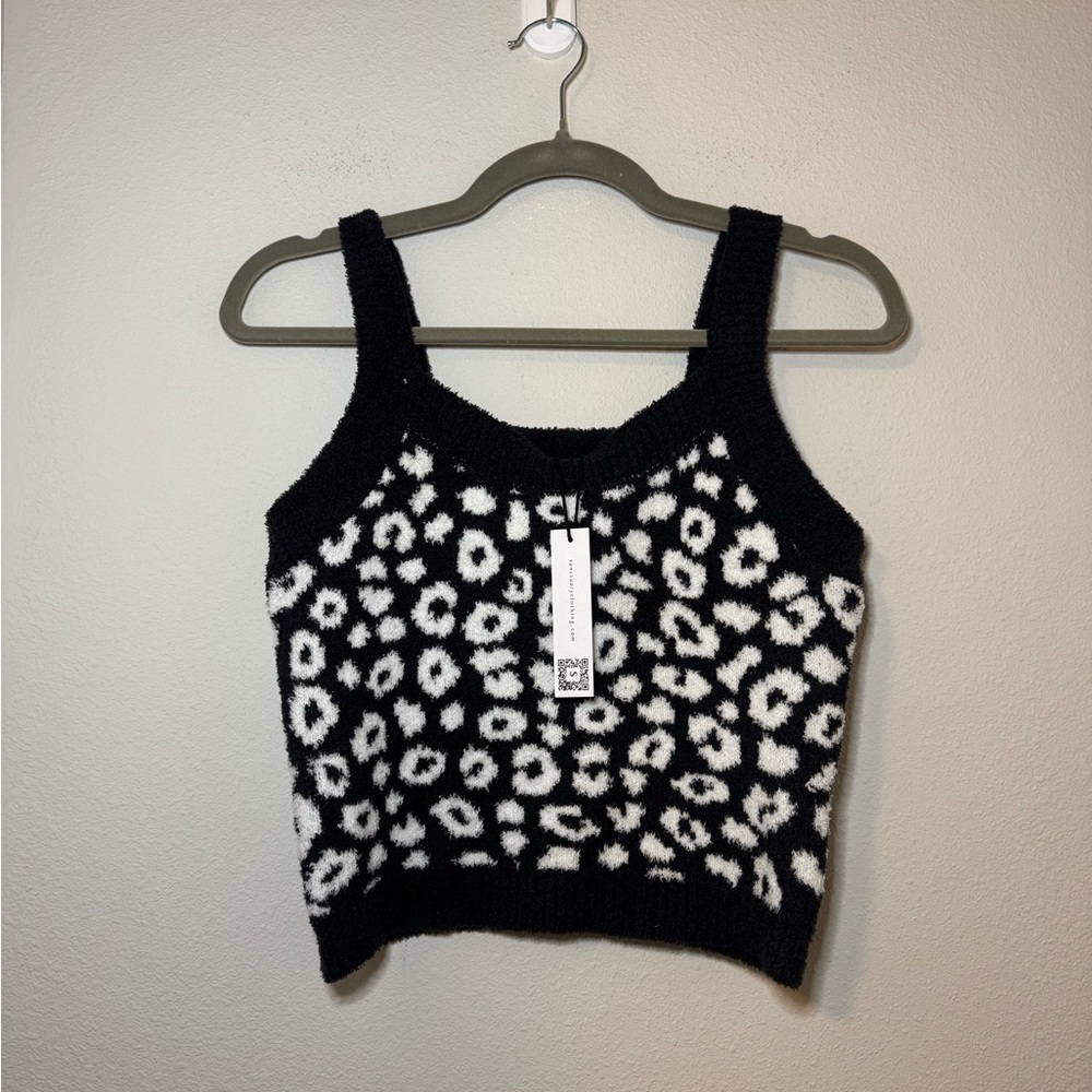 NWT Sanctuary Black and White Leopard Print Crop Top